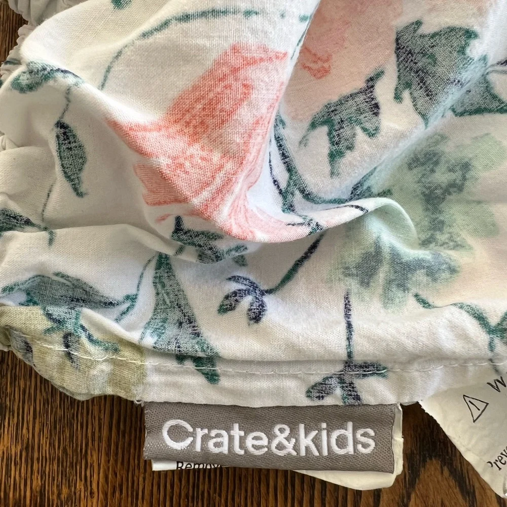 Crate & Barrel Crib sheet set (2) & changing pad cover - Dutch Tulip print